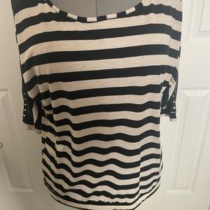 French Laundry Black and Cream Striped Blouse